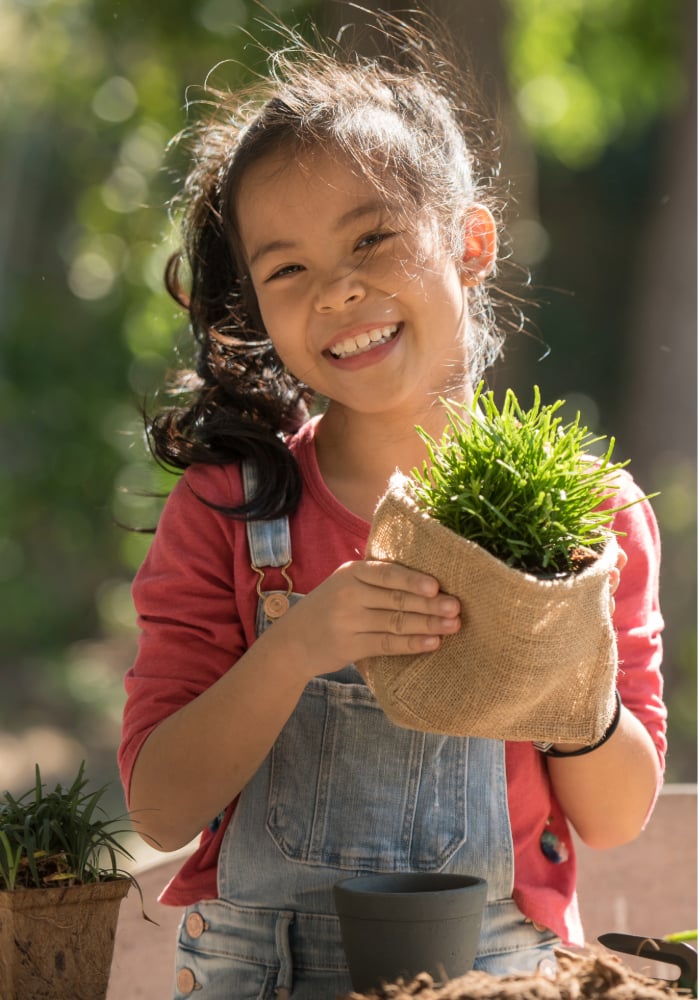 Little girl gardening